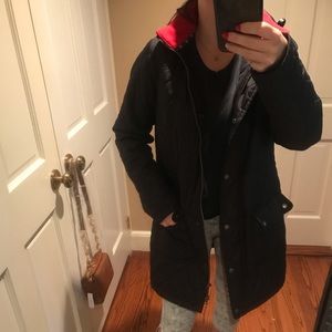 Barbour fleece lined quilted rain jacket with hood